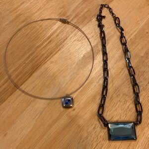 Two blue gem necklaces
